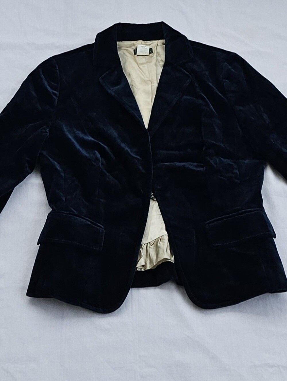 J.Crew Navy Velvet Blazer Women’s Size 4 Cotton Tailored Jacket